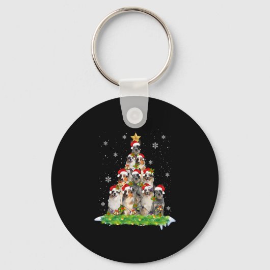 Australische kerstboom in Shepherd Aussie Sleutelhanger (Voorkant)