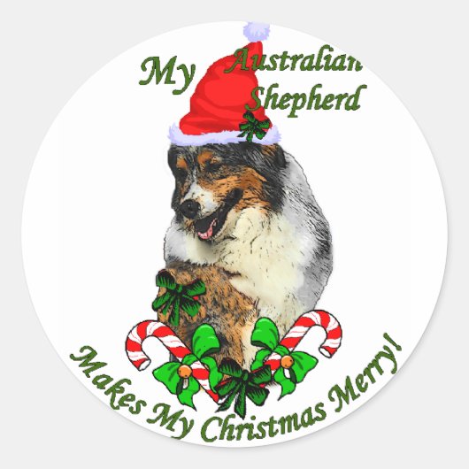 Australische kerstcadeautjes in Shepherd Ronde Sticker (Voorkant)