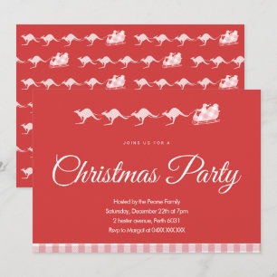 Australische Kerstfeest Uitnodiging Kangoeroe Rood