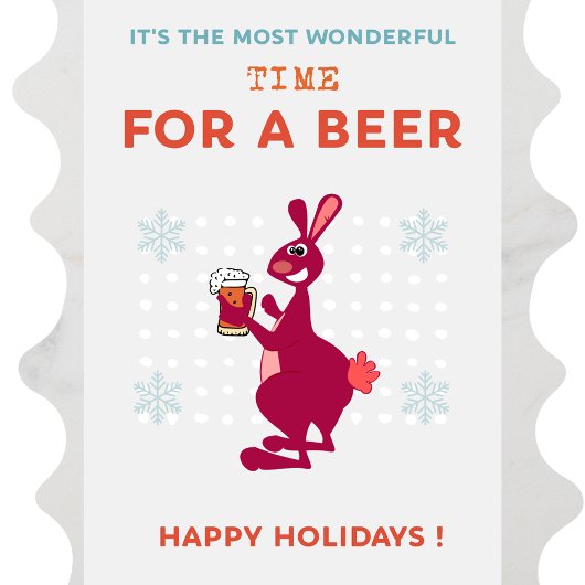 Australische kerstkaarten Bier Kangoeroe Feestdagenkaart