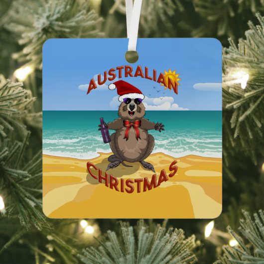 Australische kerstman op het strand metalen ornament (Insitu)