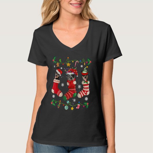 Australische kerstSokken Xmas Dog T-shirt (Voorkant)