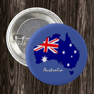 Australische knop, kaart, patriottische Australisc Ronde Button 3,2 Cm