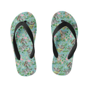 Australische Koala Beer Roze Flamingo Bos Kunst Kinder Teenslippers
