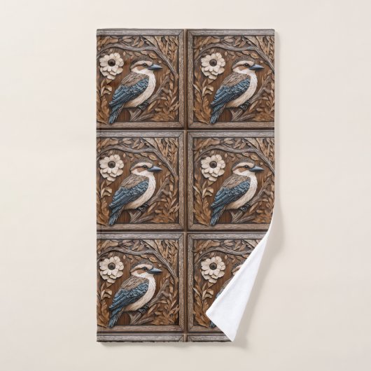 Australische Kookaburra Hout Art Print, Bad Handdoek (Handdoek)