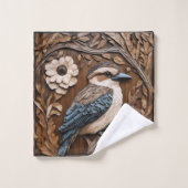 Australische Kookaburra Hout Art Print, Bad Handdoek (Wasdoekje)