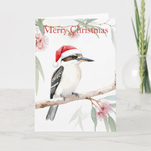 Australische Kookaburra Kerstman hoed Prettig Kers Feestdagen Kaart