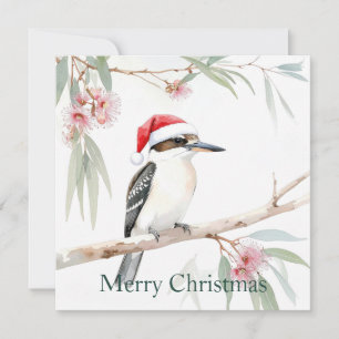 Australische Kookaburra Kerstman hoed Prettig Kers Feestdagenkaart