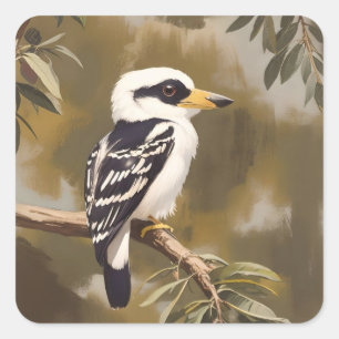Australische Kookaburra schilderij, Vierkante Sticker