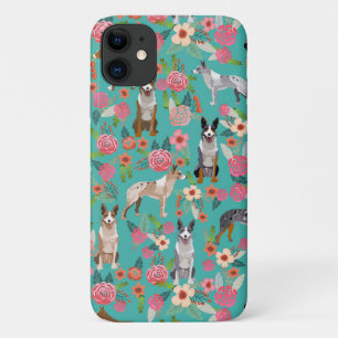 Australische koolie hond vintage bloemen mint iPhone 11 hoesje