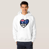 Australische landencode Vlag hart AUS Hoodie (Voorkant volledig)