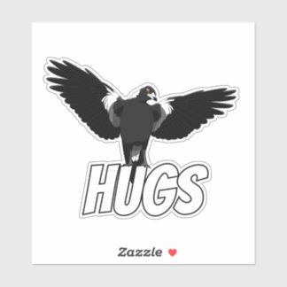 Australische magpie wil sticker voor knuffels