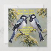Australische Magpies olieverf, bewaar de datum, Save The Date (Voorkant)