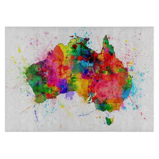 Australische map Verf Splashes Snijplank (Voorkant)