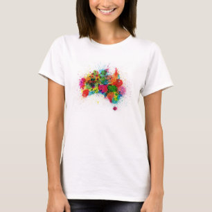 Australische map Verf Splashes T-shirt