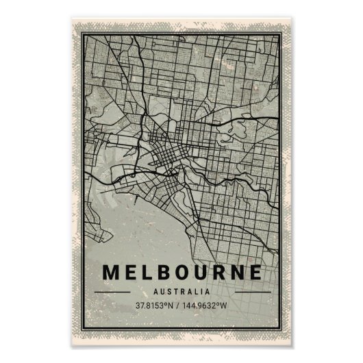 Australische melbourne map print poster canvas (Voorkant)