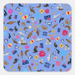 Australische objecten, waarvoor Australië beroemd Vierkante Sticker