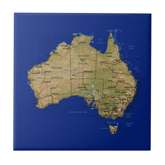 Australische plattegrond tegeltje (Voorkant)