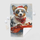 Australische runderen in slee Laat het sneeuwen Ke Golfhanddoek (Insitu)