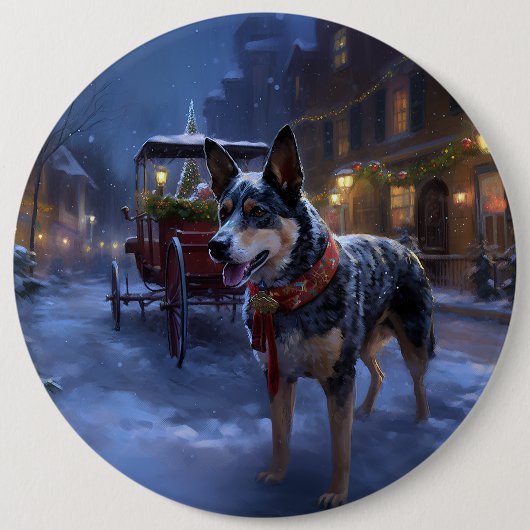 Australische runderen kerstfeest  ronde button 6,0 cm (Voorkant)