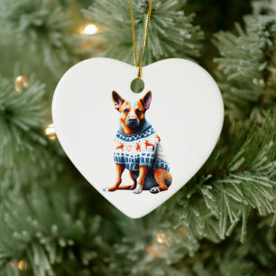 Australische Rundvee Hond in Kersttrui Keramisch Ornament