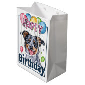 Australische Rundvee Hond met Ballonnen Verjaardag Medium Cadeauzakje (Achterkant Gekanteld)