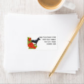 Australische Rundvee Hond op Rode Rozen Adreslabel Etiket (Insitu)