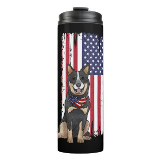 Australische rundvee hond VS vlag Thermosbeker