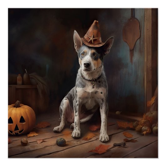 Australische Rundvee Pompoenen Halloween Griezelen Perfect Poster (Voorkant)