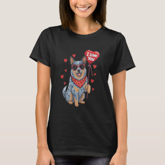Australische Rundvee Valentijnshart Ik Hou Van Jou T-shirt