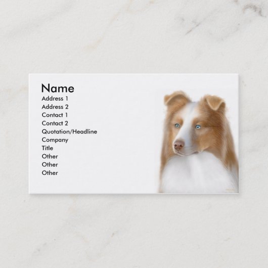 Australische Shepherd Profile Card Visitekaartje (Voorkant)