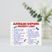 AUSTRALISCHE SHEPHERD Property Laws 2 Briefkaart (Staand voorkant)
