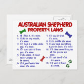 AUSTRALISCHE SHEPHERD Property Laws 2 Briefkaart (Voorkant / Achterkant)