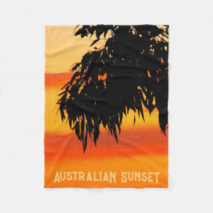 Australische Silhouette Zonsondergang Lucht Fleece Deken