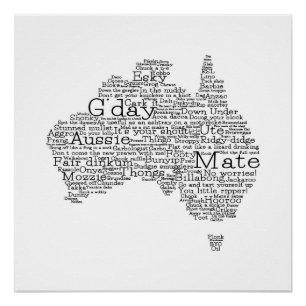 Australische slang-kaart perfect poster