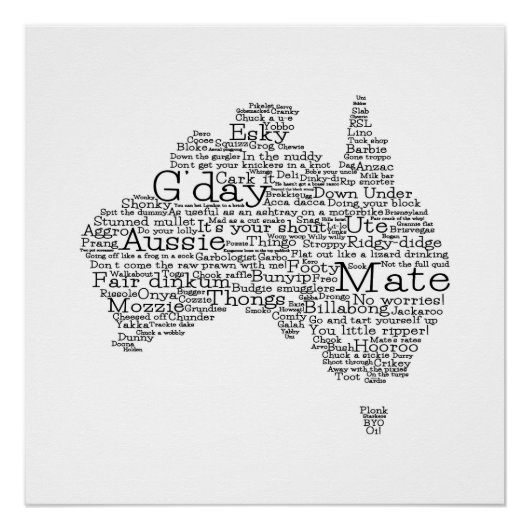 Australische slang-kaart perfect poster (Voorkant)