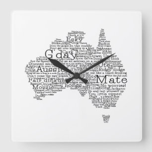Australische slang-kaart vierkante klok