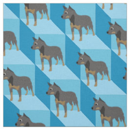 Australische stierenhond op blauwe kubussen stof