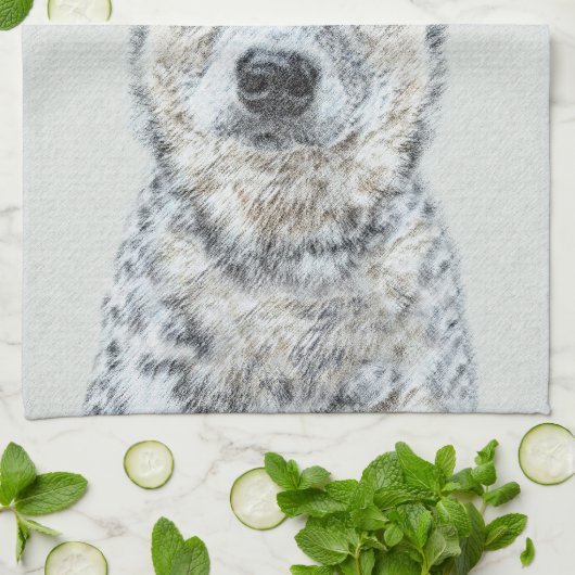 Australische stierenschilderingen - Kute Original  Theedoek (Gevouwen)