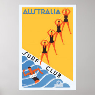Australische Surfclub Reis in Vintage Stijl jaren Poster