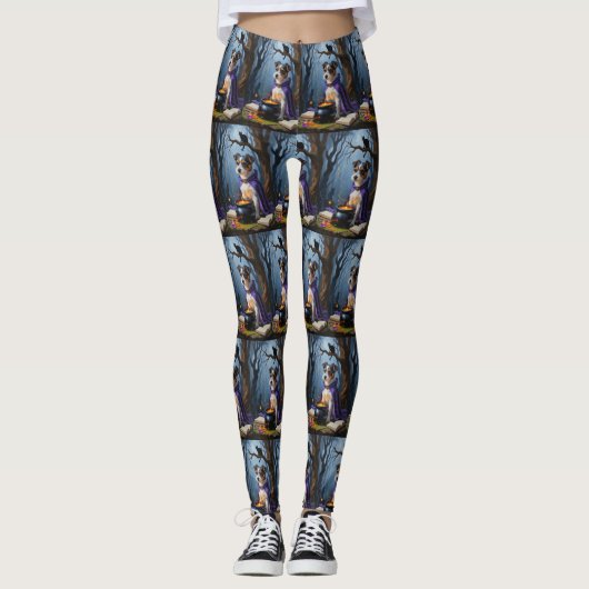 Australische terriër grillig Halloween schilderij Leggings (Voorkant)
