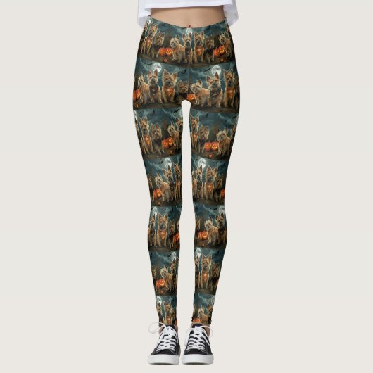 Australische Terriër Halloween Spooky Leggings (Voorkant)