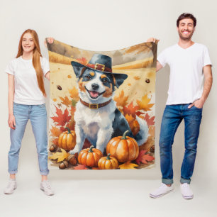 Australische Terrier Herfstbladeren Thanksgiving K Fleece Deken