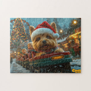 Australische Terriër Hond Achtbaan Kerstmis Legpuzzel