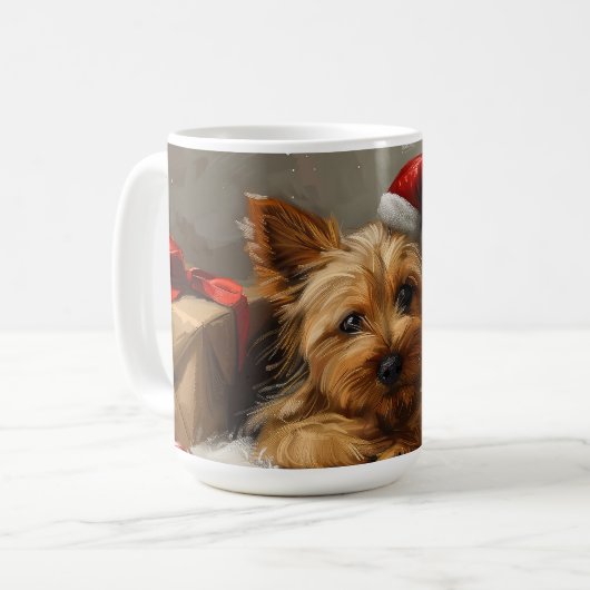 Australische Terrier Hond Kerstfeest Koffiemok (Voorkant links)