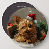 Australische Terrier Hond Kerstfeest Ronde Button 6,0 Cm (Voorkant /achterkant)