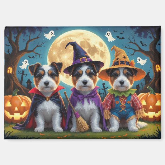 Australische Terrier Honden Pompoen Halloween Grap Magneet (Voorkant)