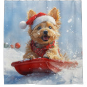 Australische Terrier in slee Let it Snow Kerstmis Douchegordijn (Voorkant)