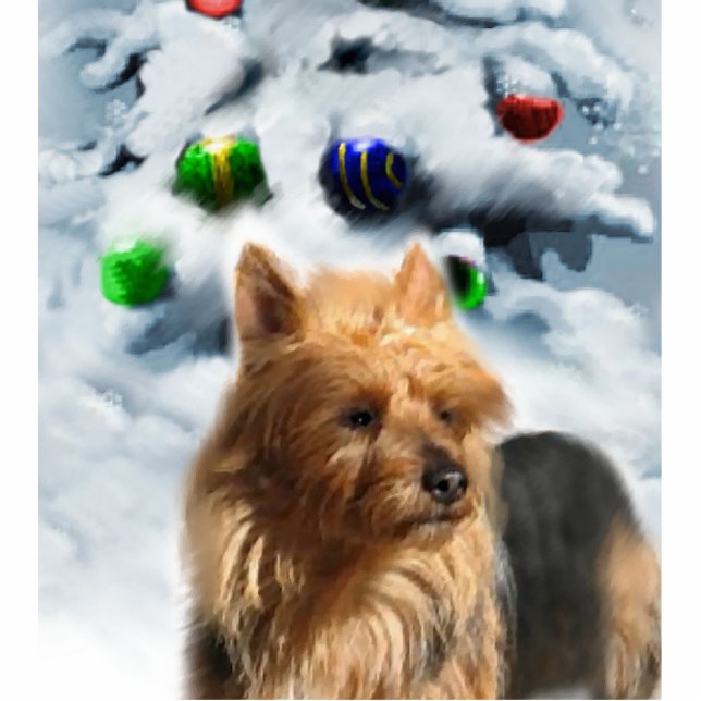 Australische Terrier Kerst Ornament Fotobeeldje Ornament (Voorkant)