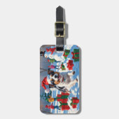 Australische Terriër Kerstfeest Sneeuwscène Bagagelabel (Voorkant verticaal)